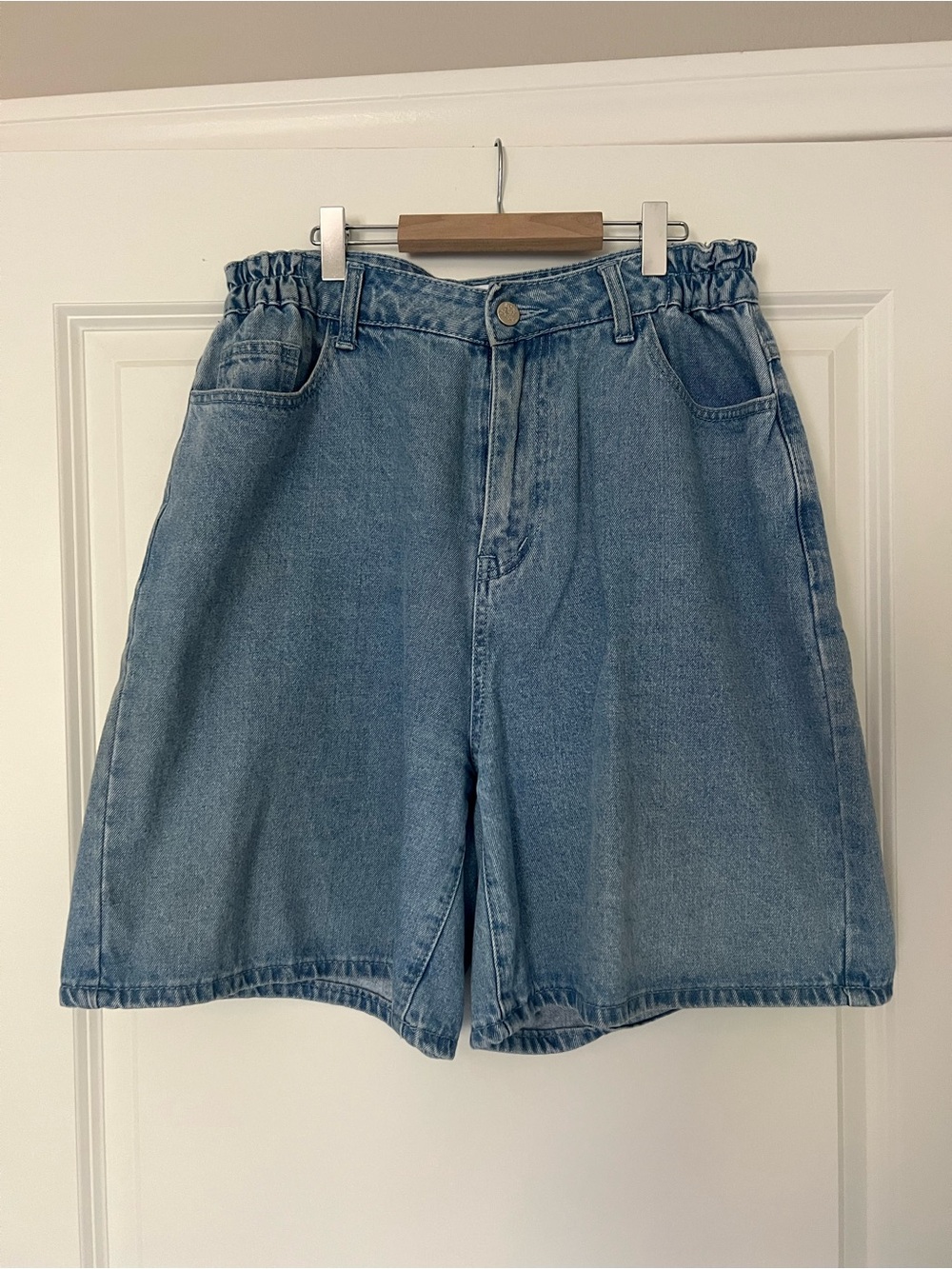 High-Waist Light Blue Denim Shorts